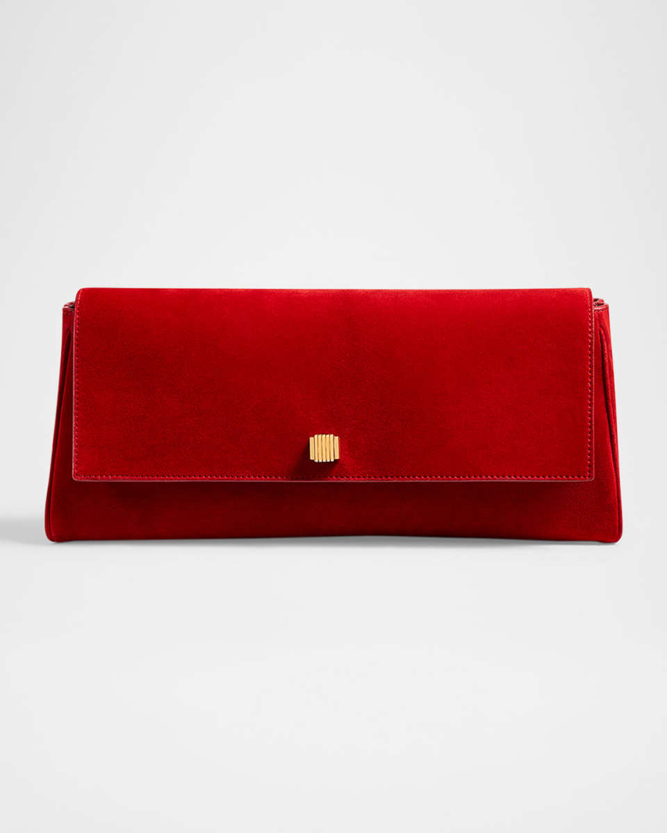 Audrey Flap Suede Clutch Bag